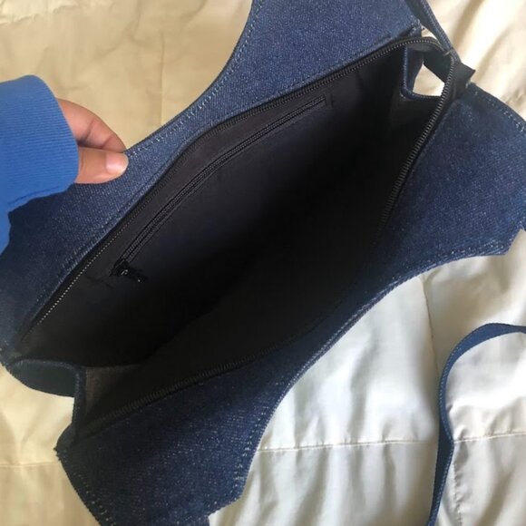 Indian Green Blue Jean Retro Denim Shoulder Bag With Pockets - Picture 4 of 5